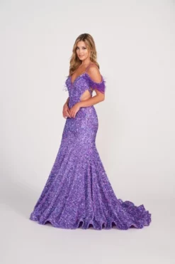 Ellie Wilde By Mon Cheri Ellie Wilde EW34017 Feather Sequin Prom Dress