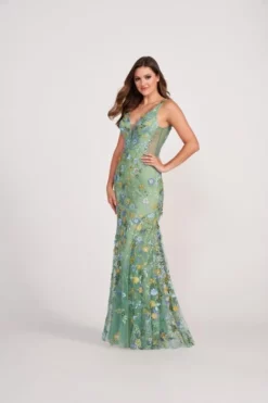 Ellie Wilde By Mon Cheri Ellie Wilde EW34047 Floral Scoop Back Prom Dress
