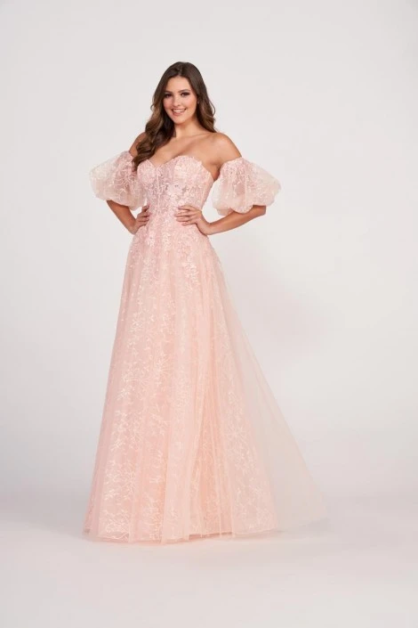 Ellie Wilde By Mon Cheri Ellie Wilde EW34073 Removable Puff Sleeve Gown 3 Ellie Wilde By Mon Cheri Ellie Wilde EW34073 Removable Puff Sleeve Gown