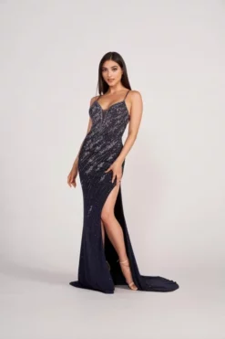Ellie Wilde By Mon Cheri Ellie Wilde EW34074 Sparkling High Slit Prom Dress