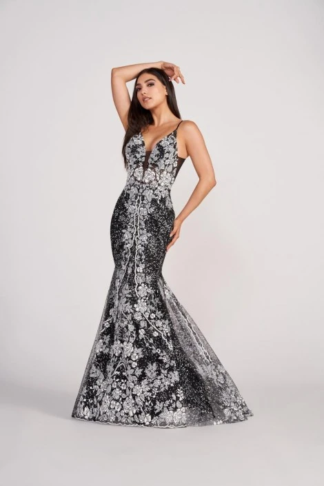 Ellie Wilde By Mon Cheri Ellie Wilde EW34132 Floral Cracked Ice Prom Dress 3 Ellie Wilde By Mon Cheri Ellie Wilde EW34132 Floral Cracked Ice Prom Dress
