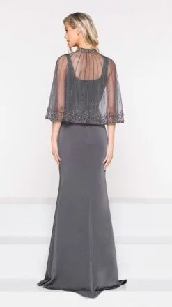 Marsoni By Colors M232 MOB Dress With Sheer Cape -Outlet Prom Dresses Store F18 CDM M232 04 396x705