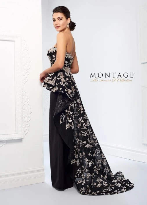 Ivonne D For Mon Cheri Ivonne D 218D32 Gown With Peplum And Cascade 4 Ivonne D For Mon Cheri Ivonne D 218D32 Gown With Peplum And Cascade - Image 2