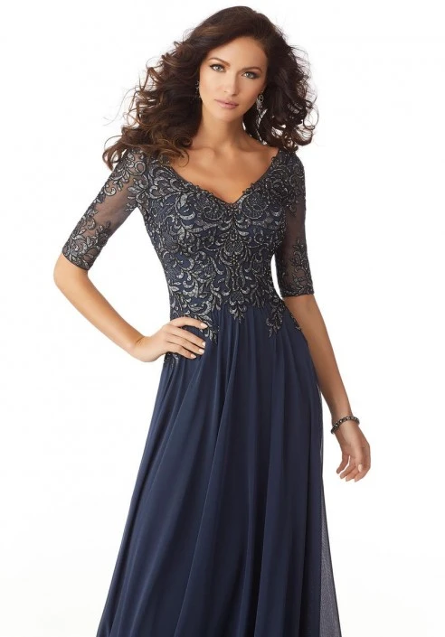 MGNY By Morilee 71805 Metallic Lace Mothers Gown 5 MGNY By Morilee 71805 Metallic Lace Mothers Gown - Image 3