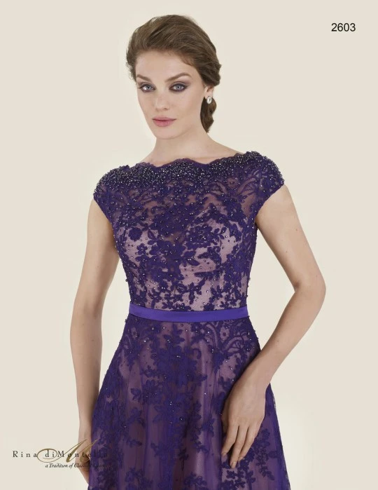 Size 14 Navy Rina Di Montella 2603 Cap Sleeve Lace MOB Dress 6 Size 14 Navy Rina Di Montella 2603 Cap Sleeve Lace MOB Dress - Image 4