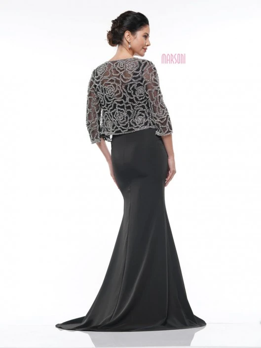 Marsoni By Colors MV1001 MOB Gown With Beaded Jacket 4 Marsoni By Colors MV1001 MOB Gown With Beaded Jacket - Image 2