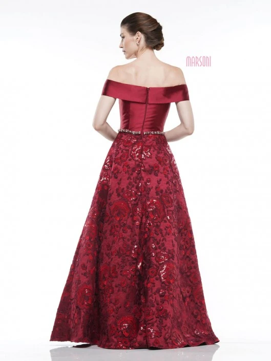 Marsoni By Colors MV1013 Off Shoulder Gown With Lace Skirt 6 Marsoni By Colors MV1013 Off Shoulder Gown With Lace Skirt - Image 4