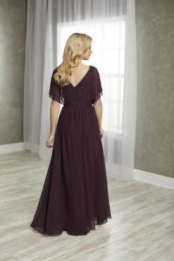Size 14 Merlot Christina Wu Elegance 17927 Sheer Kimono Sleeve Dress -Outlet Prom Dresses Store F19 CWE 17927 02 470x705