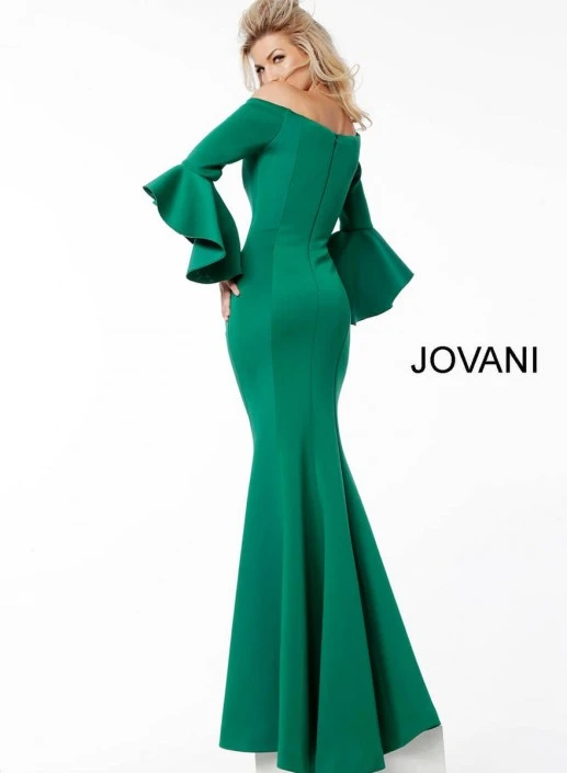 Jovani MOB Jovani 59993 Scuba Bell Sleeve Evening Dress 4 Jovani MOB Jovani 59993 Scuba Bell Sleeve Evening Dress - Image 2