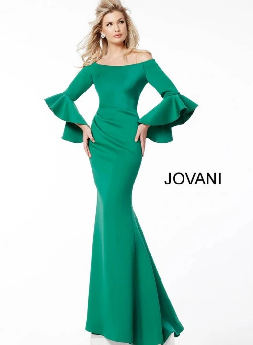 Jovani MOB Jovani 59993 Scuba Bell Sleeve Evening Dress 5 Jovani MOB Jovani 59993 Scuba Bell Sleeve Evening Dress - Image 3