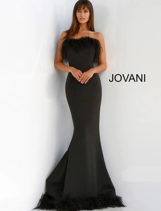 Jovani 63891 Dramatic Feather Trim Evening Dress 5 Jovani 63891 Dramatic Feather Trim Evening Dress - Image 3