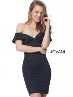 Jovani MOB Jovani 68410 Off Shoulder Short Evening Dress -Outlet Prom Dresses Store F19 JV 68410 03 529x705