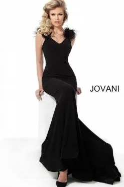 Jovani 68596 Gown With Feather Shoulders -Outlet Prom Dresses Store F19 JV 68596 03 470x705
