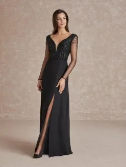 Adrianna Papell Platinum Adrianna Papell 40278 Sheer Long Sleeve Gown 10 Adrianna Papell Platinum Adrianna Papell 40278 Sheer Long Sleeve Gown -Outlet Prom Dresses Store F20 APP 40278 04 530x705