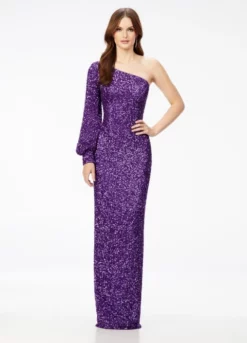 Ashley Lauren 11194 One Long Sleeve Sequin Gown 10 Ashley Lauren 11194 One Long Sleeve Sequin Gown -Outlet Prom Dresses Store F22 ASH 11194 04 508x705