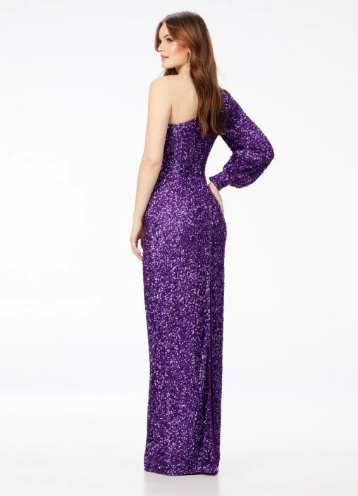 Ashley Lauren 11194 One Long Sleeve Sequin Gown 7 Ashley Lauren 11194 One Long Sleeve Sequin Gown - Image 5