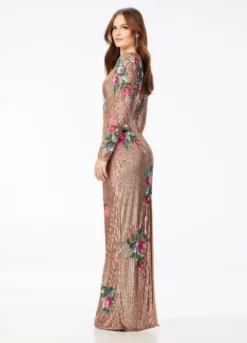 Ashley Lauren 11203 Beaded Floral Long Sleeve Gown 8 Ashley Lauren 11203 Beaded Floral Long Sleeve Gown -Outlet Prom Dresses Store F22 ASH 11203 02 508x705