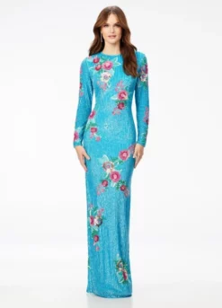 Ashley Lauren 11203 Beaded Floral Long Sleeve Gown 9 Ashley Lauren 11203 Beaded Floral Long Sleeve Gown -Outlet Prom Dresses Store F22 ASH 11203 03 508x705