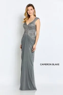 Cameron Blake By Mon Cheri Cameron Blake CB110 Embroidered Draped Mothers Gown -Outlet Prom Dresses Store F22 CB CB110 03 470x705