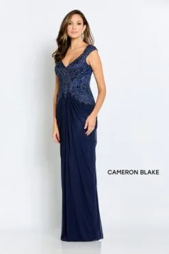 Cameron Blake By Mon Cheri Cameron Blake CB110 Embroidered Draped Mothers Gown -Outlet Prom Dresses Store F22 CB CB110 04 470x705