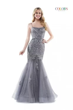 Colors Dress 2490 Sparkling Lace Mermaid Gown -Outlet Prom Dresses Store F22 CD 2490 05 470x705