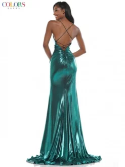 Colors Dress 2635 Shimmering Metallic Liquid Gown -Outlet Prom Dresses Store F22 CD 2635 04 529x705
