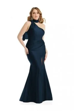 Cynthia & Sahar Cynthia And Sahar CS109 Scarf Neck Asymmetrical Gown -Outlet Prom Dresses Store F22 DCS CS109 03 470x705