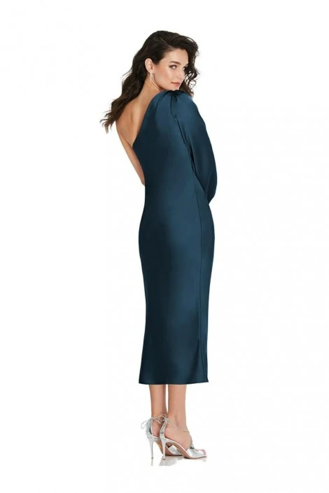 Dessy Social Bridesmaid Dessy Social 8215 One Shoulder Midi Bridesmaid Dress 4 Dessy Social Bridesmaid Dessy Social 8215 One Shoulder Midi Bridesmaid Dress - Image 2