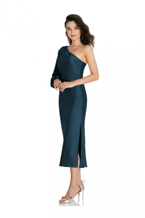 Dessy Social Bridesmaid Dessy Social 8215 One Shoulder Midi Bridesmaid Dress 5 Dessy Social Bridesmaid Dessy Social 8215 One Shoulder Midi Bridesmaid Dress - Image 3