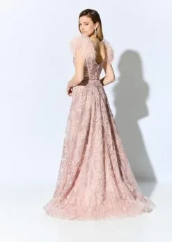 Ivonne D For Mon Cheri ID906 Lace Gown With Removable Feathers -Outlet Prom Dresses Store F22 IDMC ID906 02 503x705