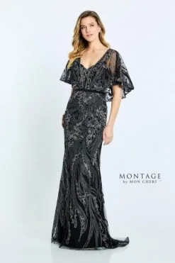 Montage By Mon Cheri Montage M511 Ribbon Lace Gown With Flutter Sleeves -Outlet Prom Dresses Store F22 MG M511 04 470x705