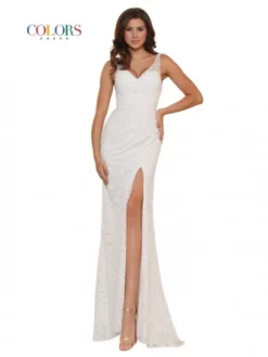 Glow By Colors Dress Glow By Colors G1074 Glitter Sheer Back Prom Dress