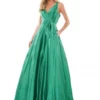 Glow By Colors Dress Glow By Colors G1100 Satin V Neck Prom Dress