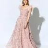 Ivonne D For Mon Cheri ID906 Lace Gown With Removable Feathers -Outlet Prom Dresses Store ID906 Ivonne D for Mon Cheri Gown F22 503x705