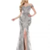 Glow By Colors Dress Glow By Colors J131 Off Shoulder Lace Applique Gown