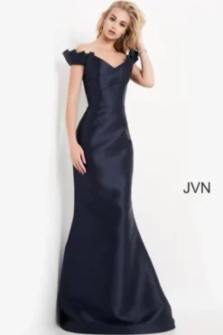 JVN By Jovani JVN04717 Ruffle Off Shoulder Gown