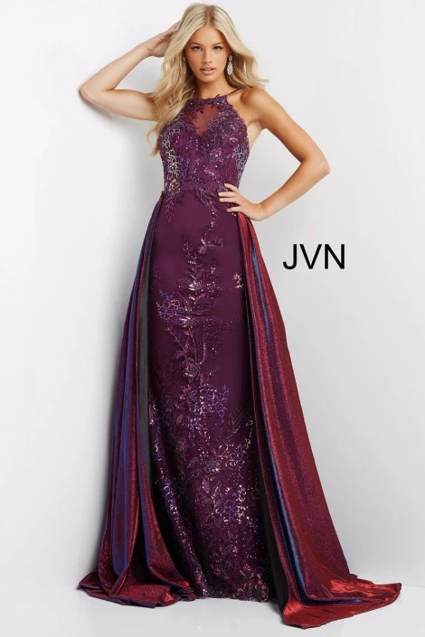JVN By Jovani JVN07379 Glitter Gown With Overskirt 3 JVN By Jovani JVN07379 Glitter Gown With Overskirt