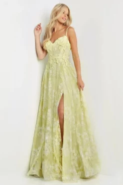 JVN By Jovani JVN08416 Floral 3D Lace Prom Dress