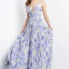 JVN By Jovani JVN08491 Pleated Floral Prom Dress -Outlet Prom Dresses Store JVN08491 JVN by Jovani Prom Dress S22 470x705