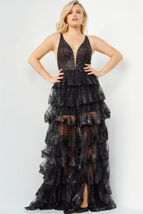 JVN By Jovani JVN22904 Sheer Tiered Ruffle Prom Dress 3 JVN By Jovani JVN22904 Sheer Tiered Ruffle Prom Dress