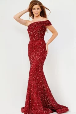 JVN By Jovani JVN23116 Sequin One Shoulder Prom Dress