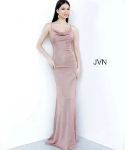 JVN By Jovani JVN2375 Cowl Neck Fitted Gown