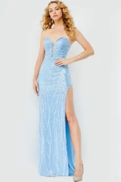 JVN By Jovani JVN23787 Laceup Back Sequin Prom Dress