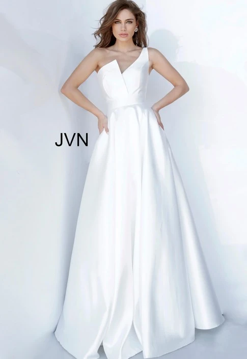 JVN By Jovani JVN3930 Elegant One Shoulder White Gown 3 JVN By Jovani JVN3930 Elegant One Shoulder White Gown