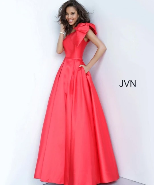 JVN By Jovani JVN4355 One Bow Shoulder Gown 3 JVN By Jovani JVN4355 One Bow Shoulder Gown