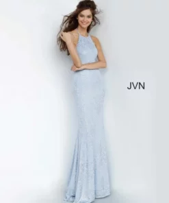 Jovani JVN60137 Jersey Gown With Lace Up Back