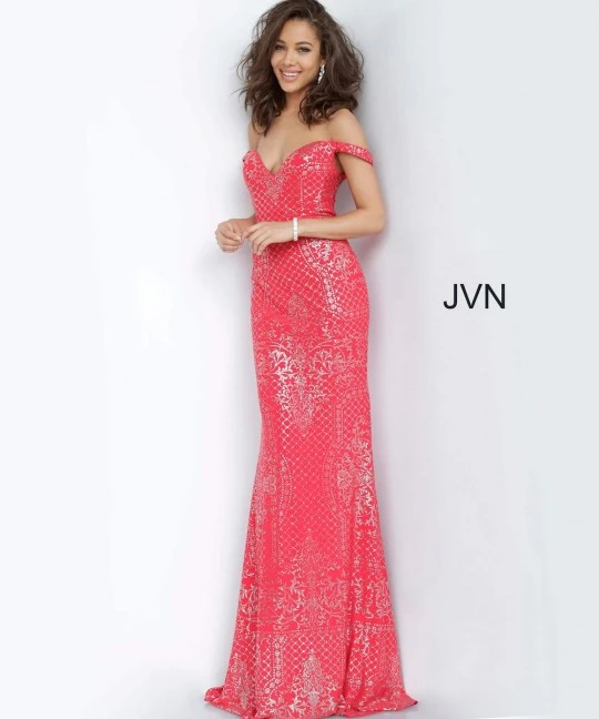 JVN By Jovani JVN60139 Off Shoulder Pattern Gown 3 JVN By Jovani JVN60139 Off Shoulder Pattern Gown