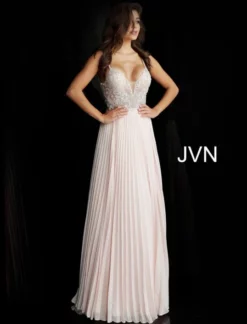 Jovani JVN Prom JVN68343 Beaded Gown With Pleated Skirt