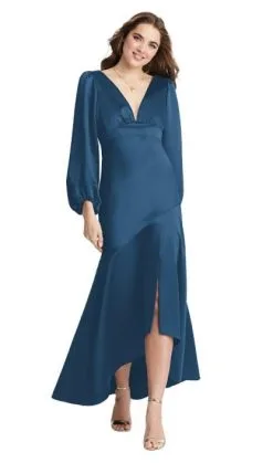 Dessy Lovely Lovely LB008 Long Sleeve High Low Bridesmaid Dress