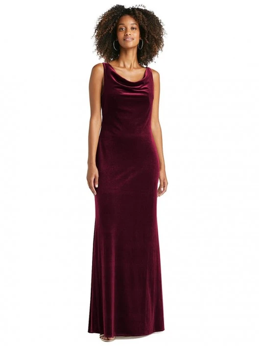 Dessy Lovely Lovely LB017 Velvet Cowl Bridesmaid Gown 3 Dessy Lovely Lovely LB017 Velvet Cowl Bridesmaid Gown